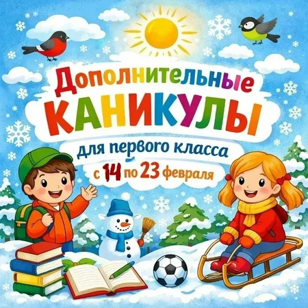 Дополнительные каникулы для первоклассников с 14 по 22 февраля